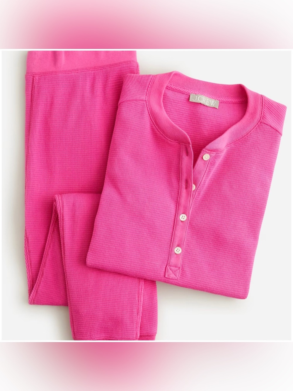 Waffle henley pajama set - TOP ONLY